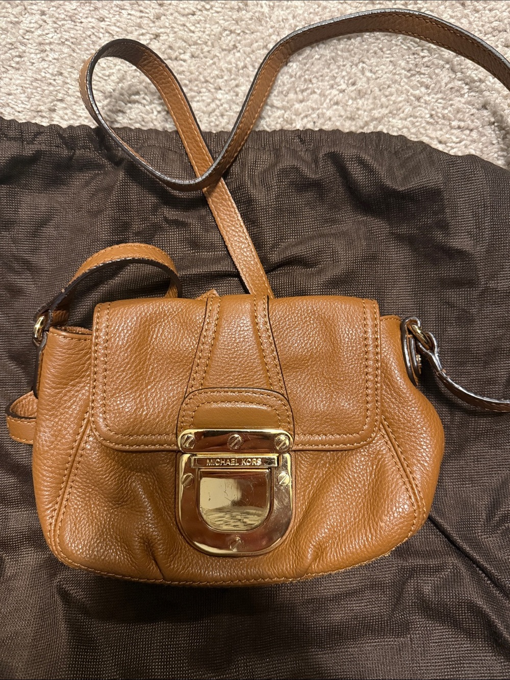 Michael Kors tan mini crossbody bag